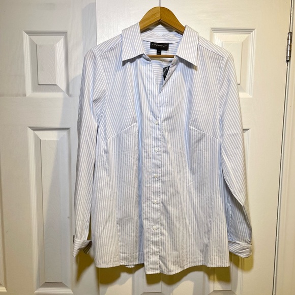 NWT Lane Bryant Blue Stripe Button Down 18 - Picture 1 of 8